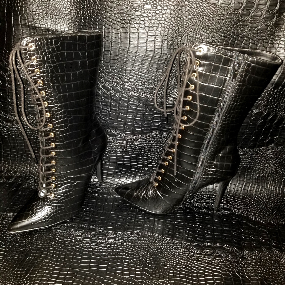 Black Croc Booties All Sizes Available